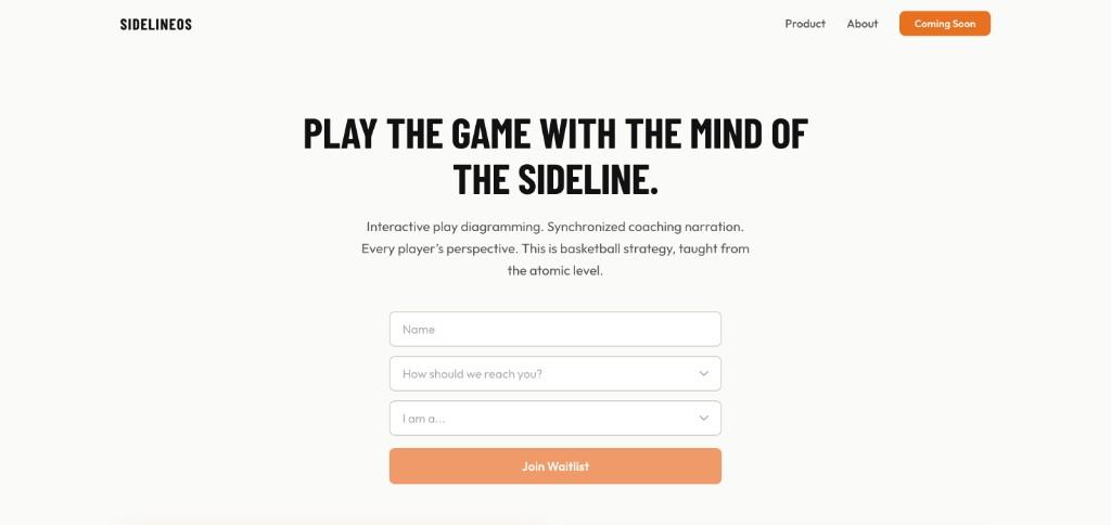SidelineOS — Interactive basketball education platform, early access landing page